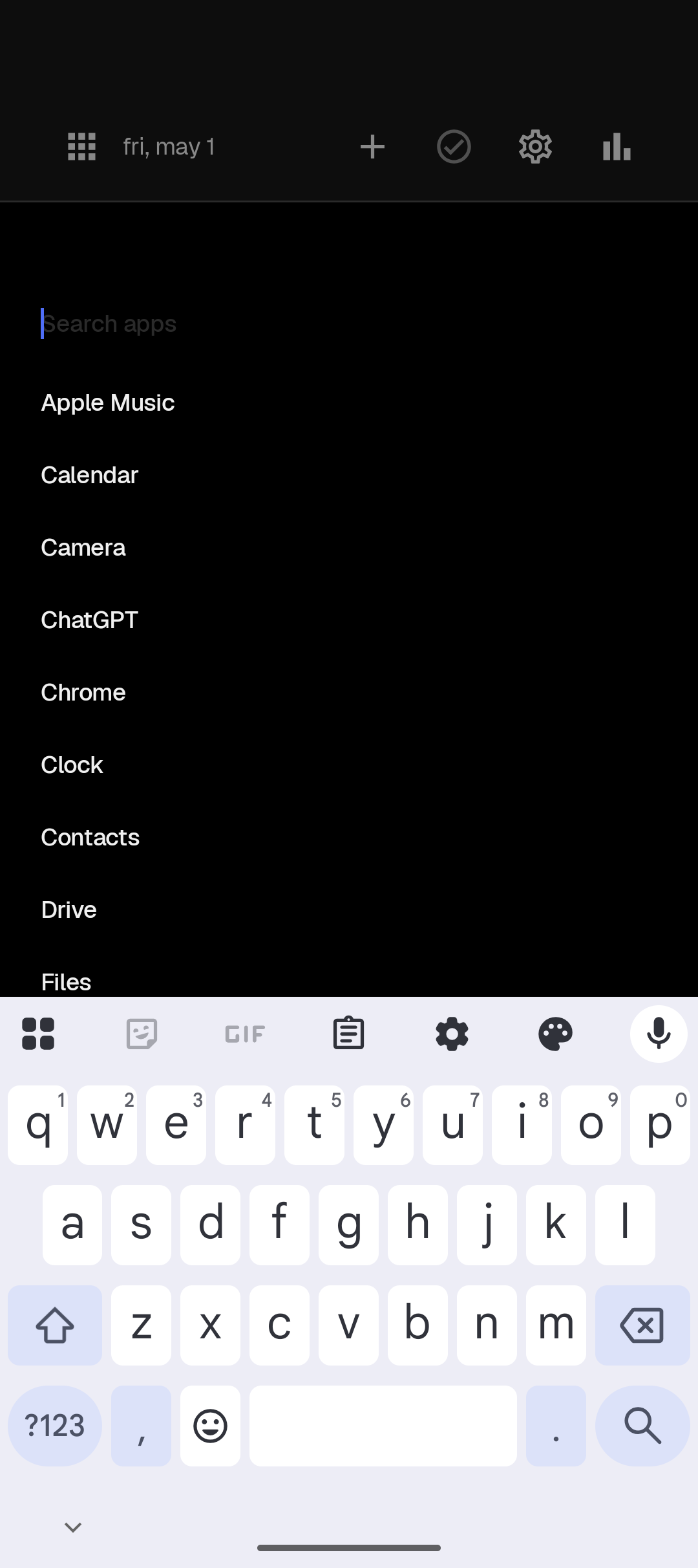 app drawer with search field